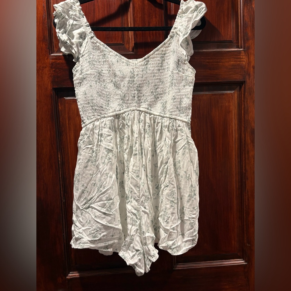 Hollister White Ruffled Jumpsuit